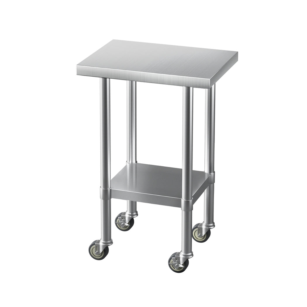 Cefito Stainless Steel Kitchen Benches Work Bench Wheels 61X46CM 430 3