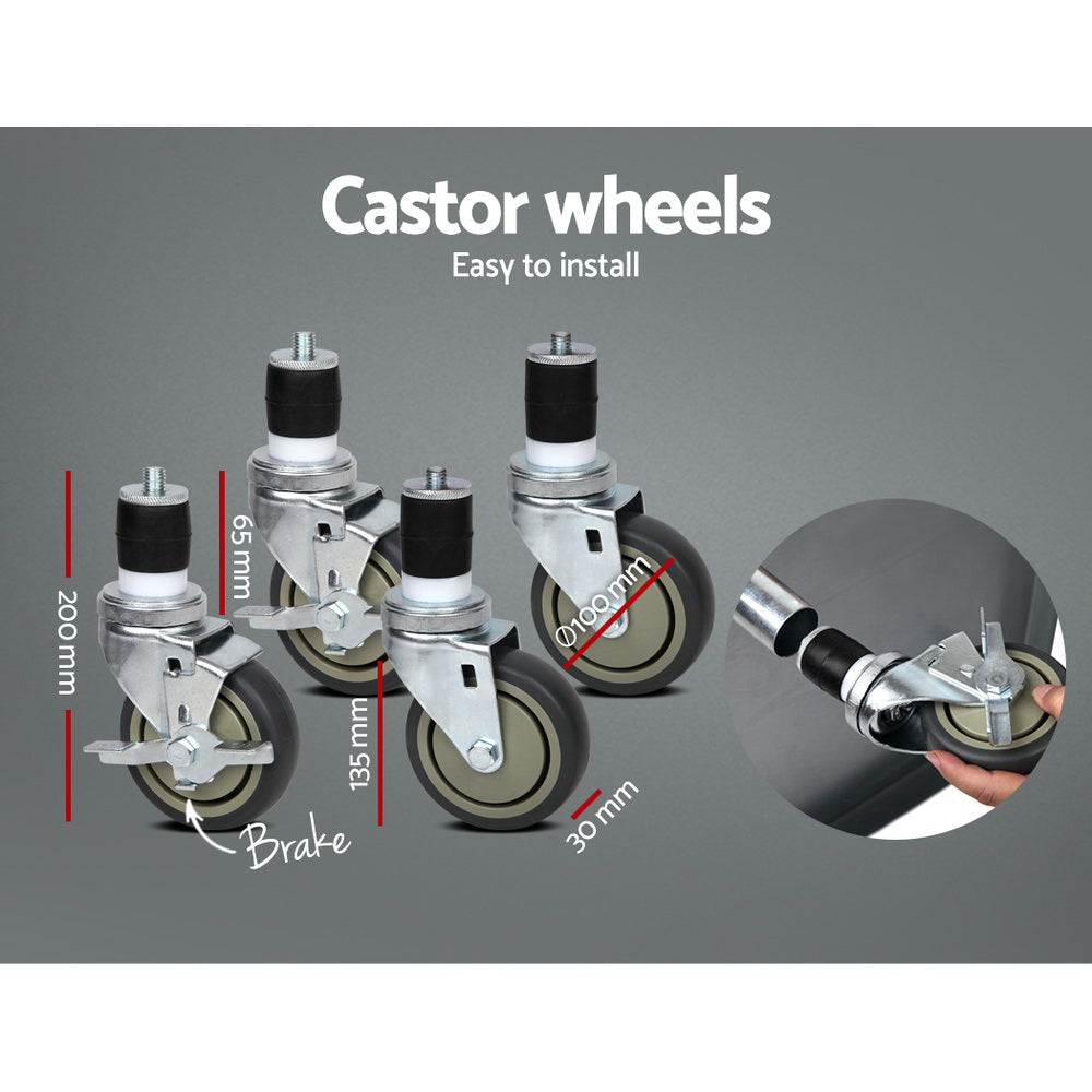 Cefito 610x610mm Stainless Steel Kitchen Bench with Wheels 430 7