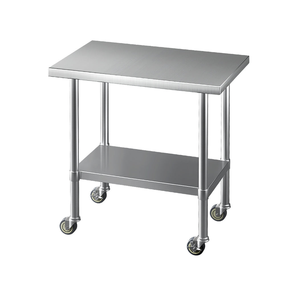 Cefito Stainless Steel Kitchen Benches Work Bench Wheels 91X61CM 430 3