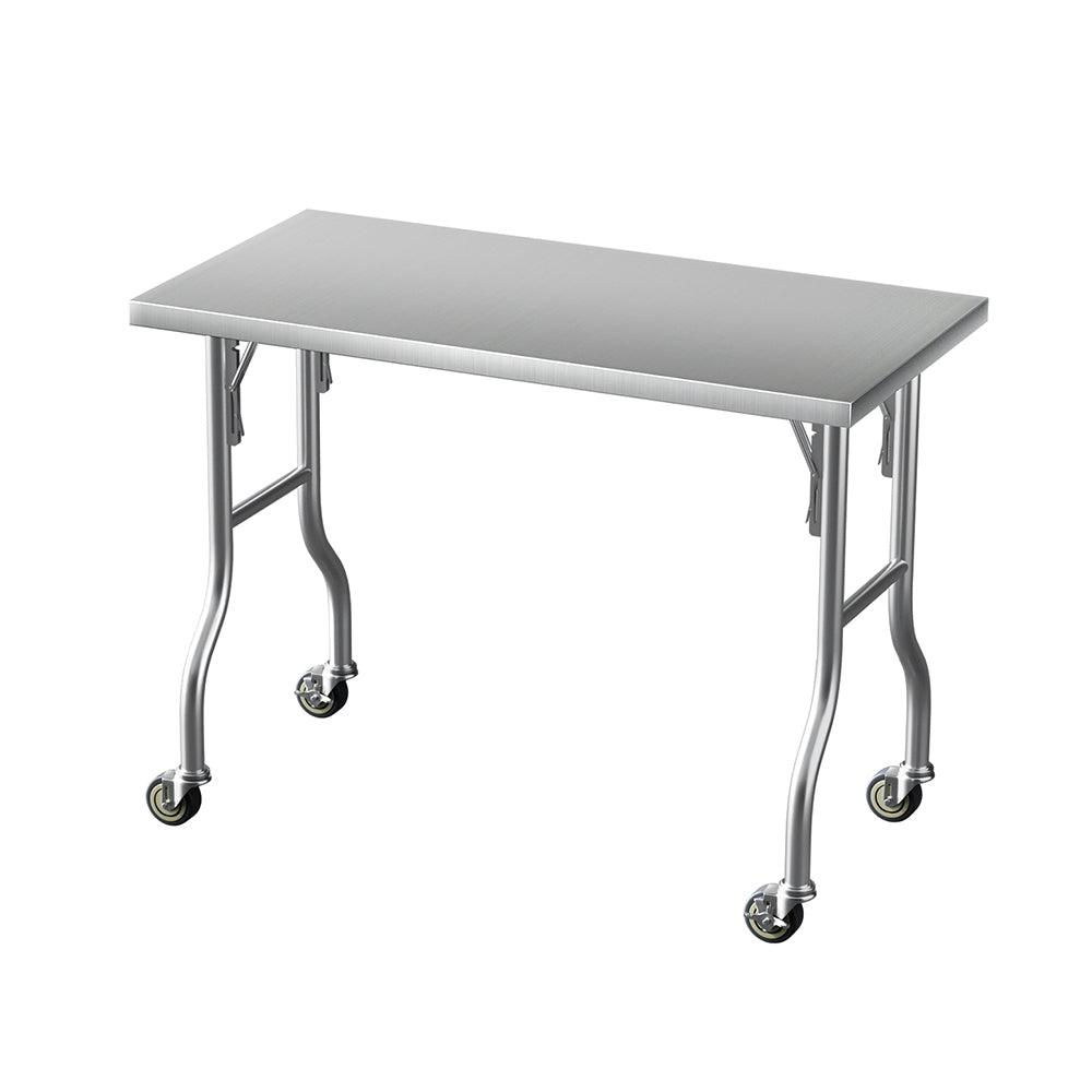 Cefito Stainless Steel Kitchen Benches Work Bench Wheels 122X61CM 430 4