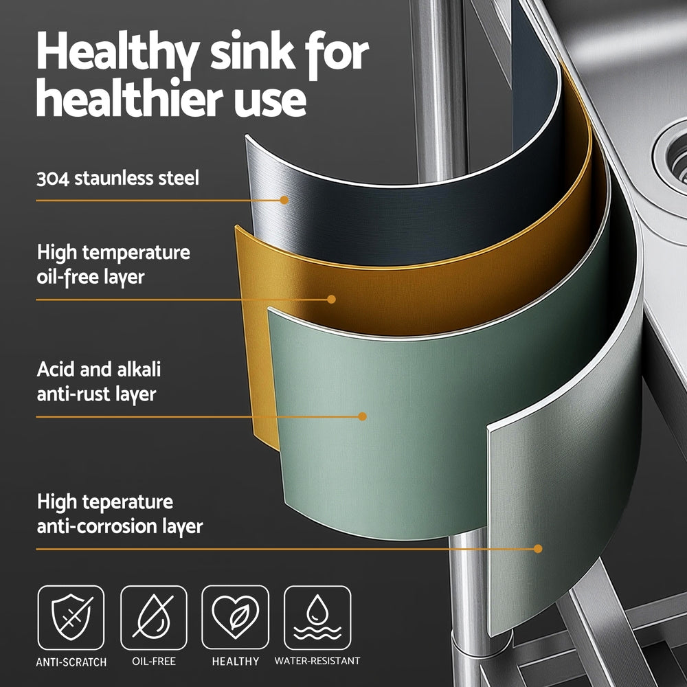 Cefito Stainless Steel Kitchen Bench Work Table with Sink Splashback 120cm 6