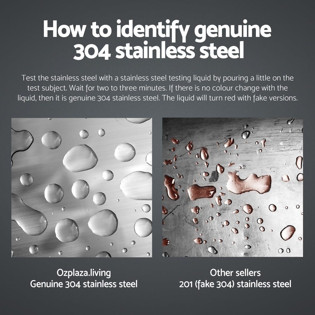 Cefito Stainless Steel Sink Bench Kitchen Work Benches Bowl Wheels 304 4