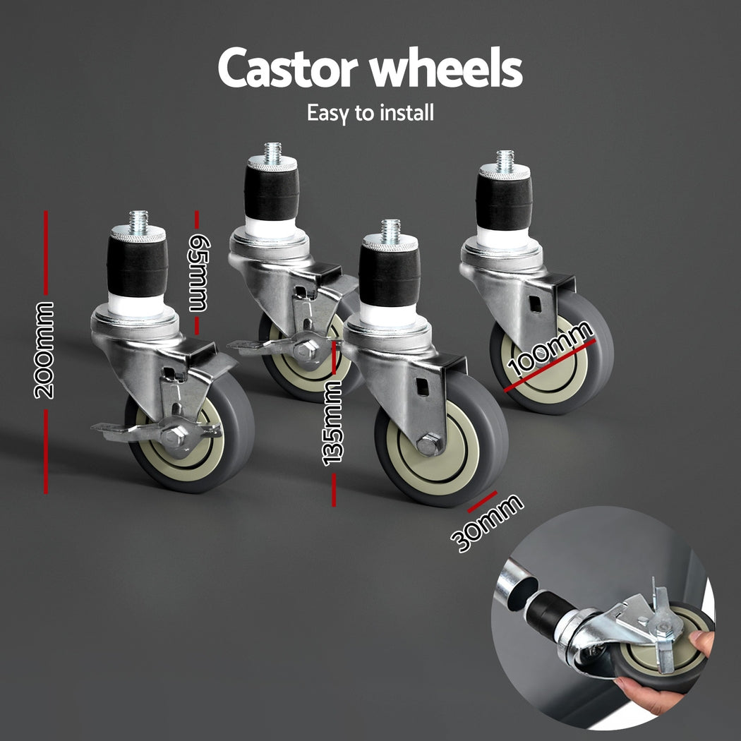 Cefito Stainless Steel Sink Bench Kitchen Work Benches Bowl Wheels 304 6