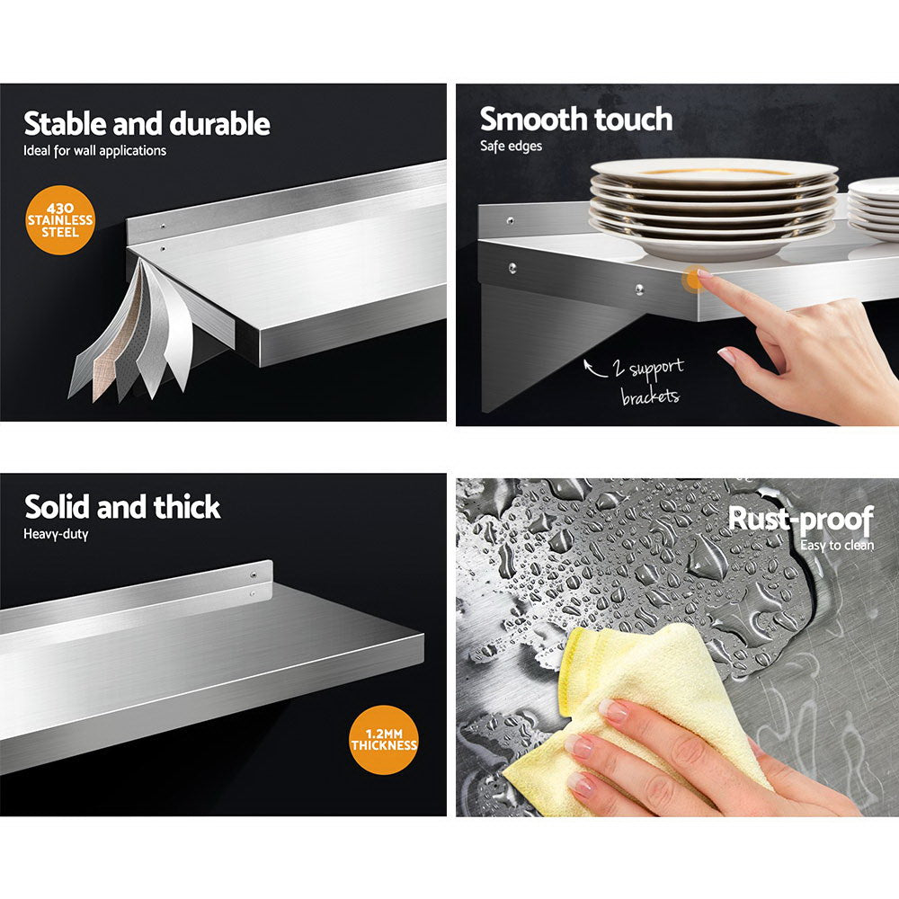 Cefito 1800mm Stainless Steel Kitchen Wall Shelf Mounted Rack 5