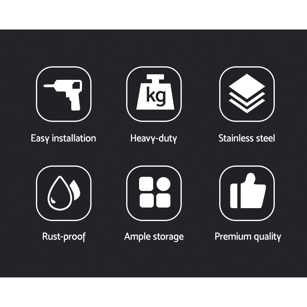 Cefito 1800mm Stainless Steel Kitchen Wall Shelf Mounted Rack 6