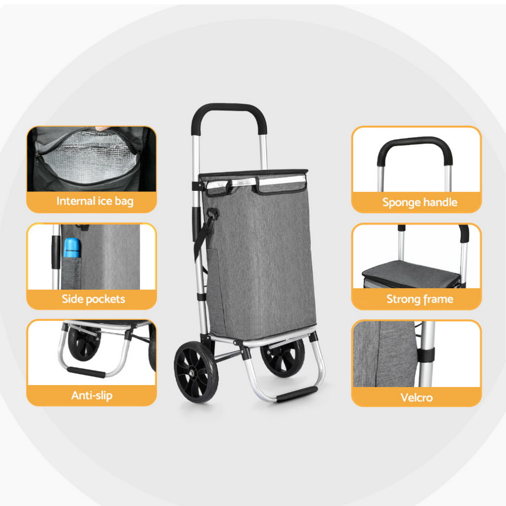 Emajin Shopping Trolley Cart 45KG Foldable Grey 6