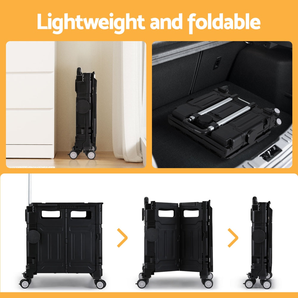 Emajin Shopping Trolley Cart 75L Foldable Black 5