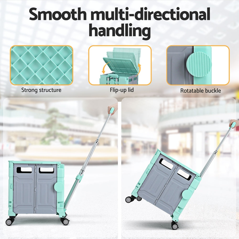 Emajin Shopping Trolley Cart 75L Foldable Green 4