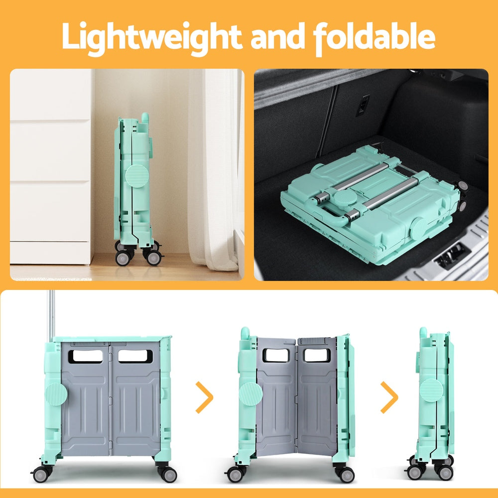 Emajin Shopping Trolley Cart 75L Foldable Green 5