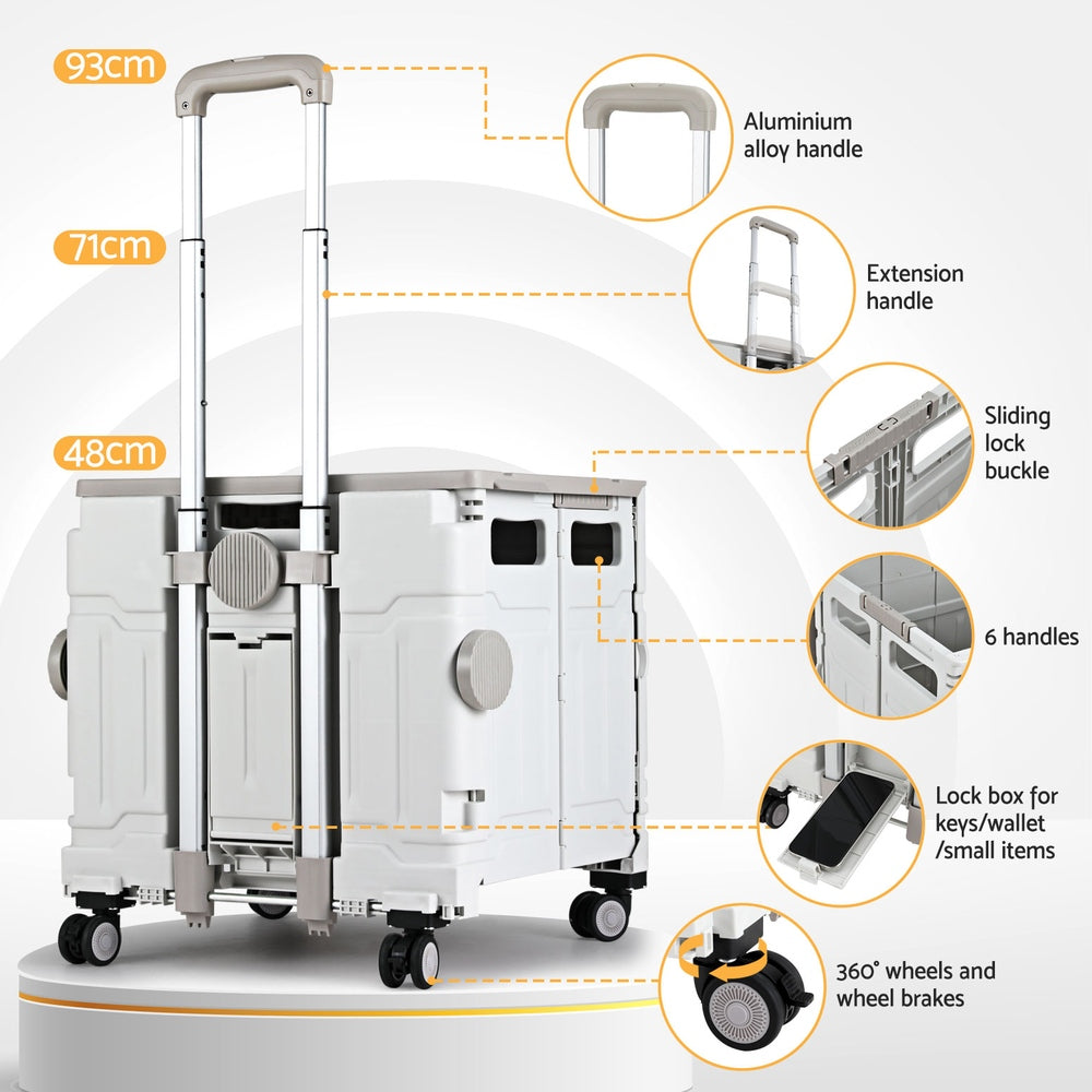 Emajin Shopping Trolley Cart 75L Foldable White 6