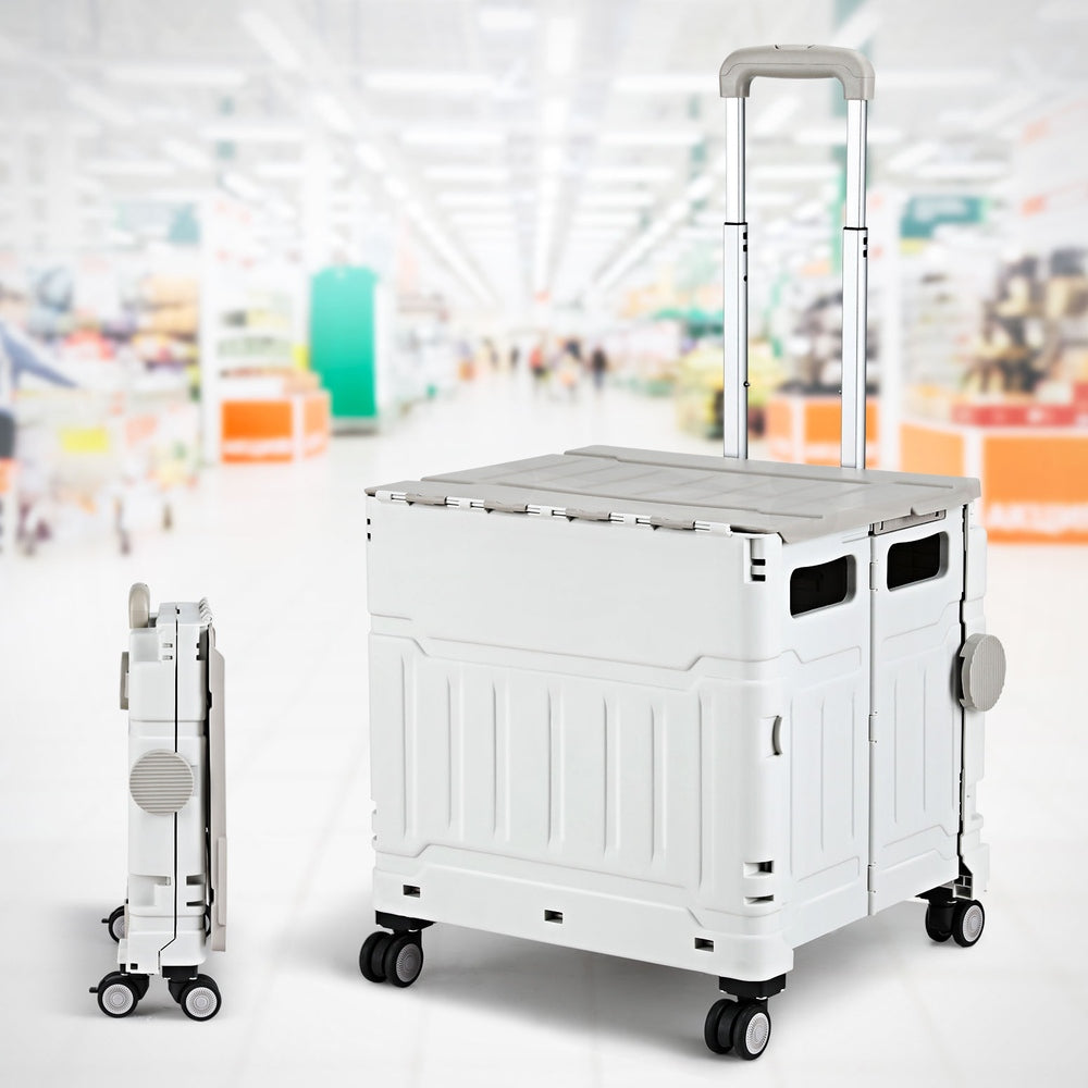 Emajin Shopping Trolley Cart 75L Foldable White 7