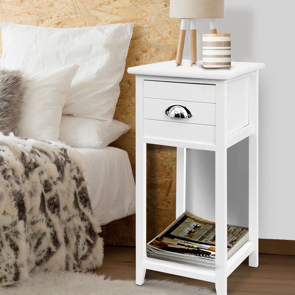 Artiss Bedside Table Vintage - THYME White 7