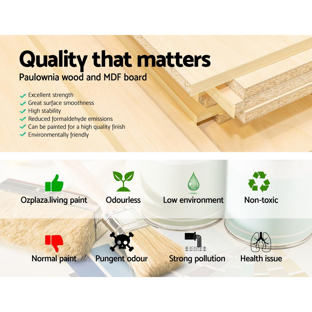 Artiss Bedside Table 2 Drawers Vintage X2 - THYME Grey 4