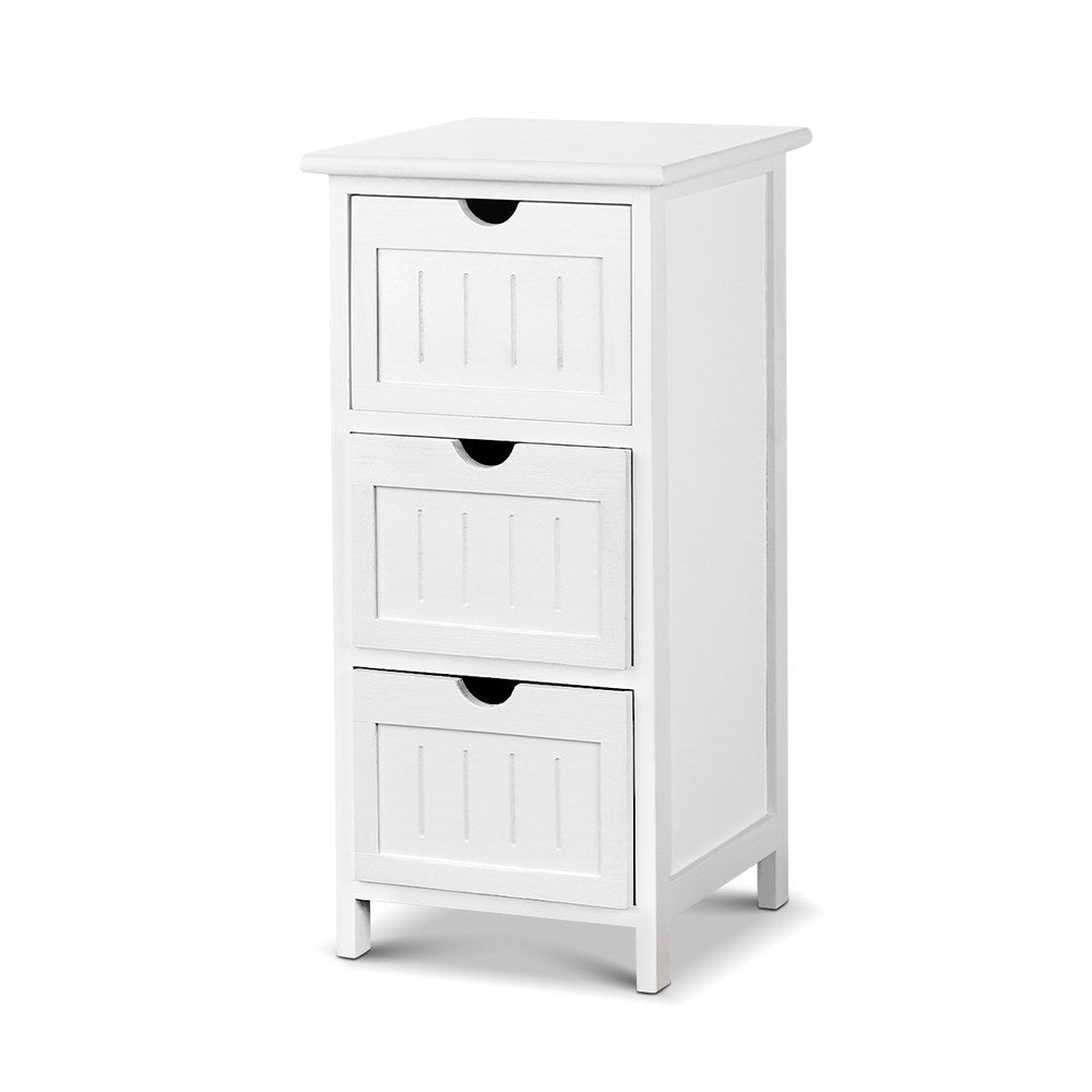 Artiss Bedside Table Bathroom Storage Cabinet 3 Drawers White 8