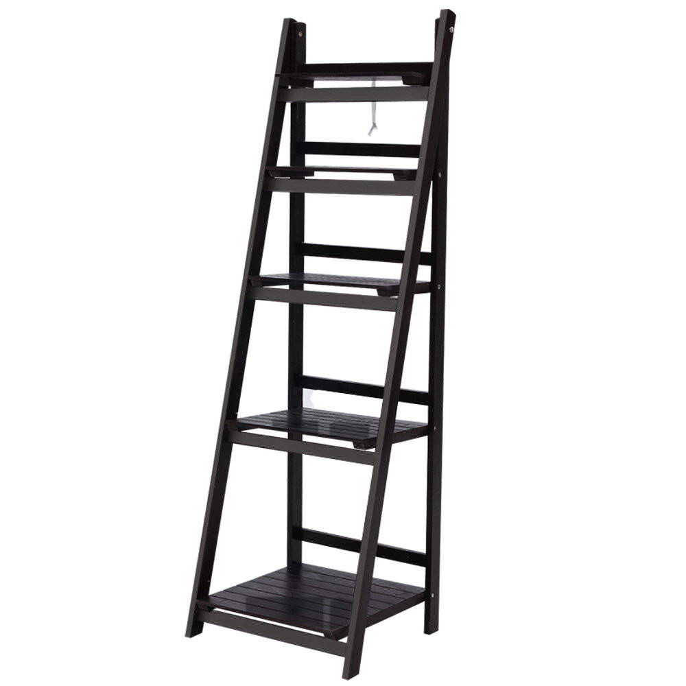 Artiss Bookshelf Corner Shelf 5 Tiers - ZANE Coffee 3
