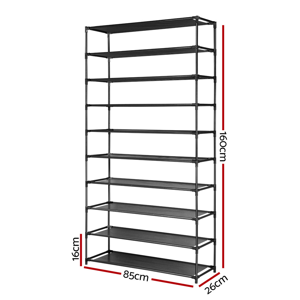 Artiss Shoe Rack Cabinet Stackable 50 Pairs 10-Tier Black 4