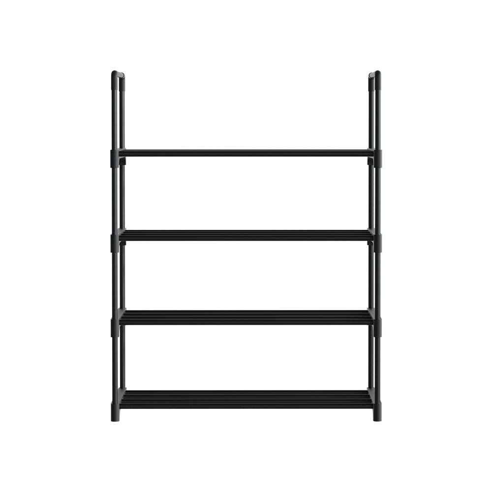 Artiss Shoe Rack Cabinet Stackable 4-tier 12 Pairs Black 5