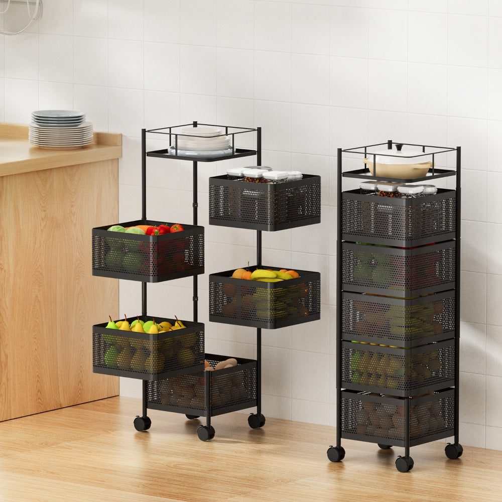 Artiss Storage Trolley Kitchen Cart 5 Tiers Storage Rack Black 6