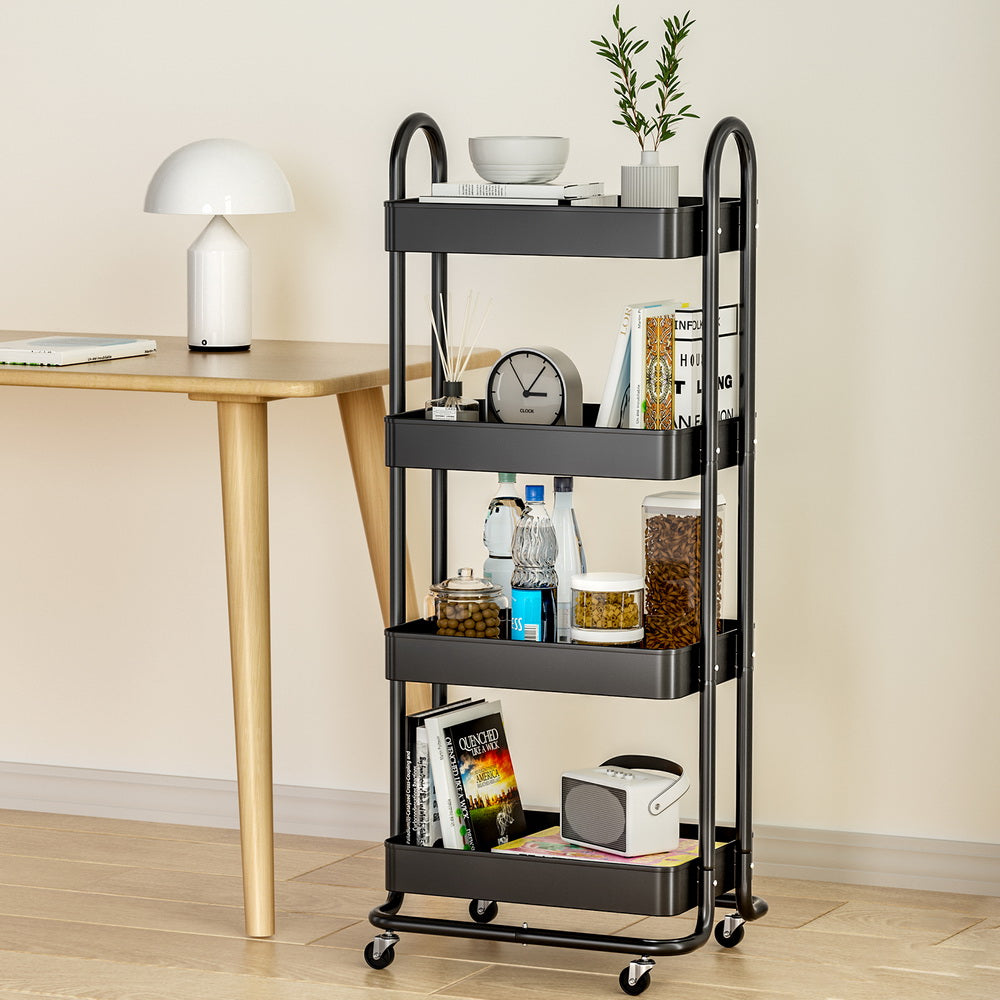 Artiss Storage Trolley Kitchen Cart 4 Tiers Black 5