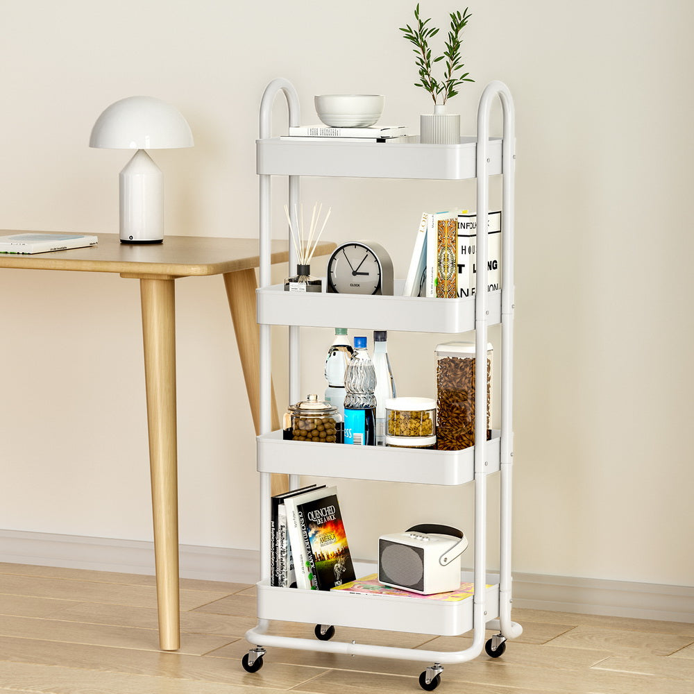 Artiss Storage Trolley Kitchen Cart 4 Tiers White 7