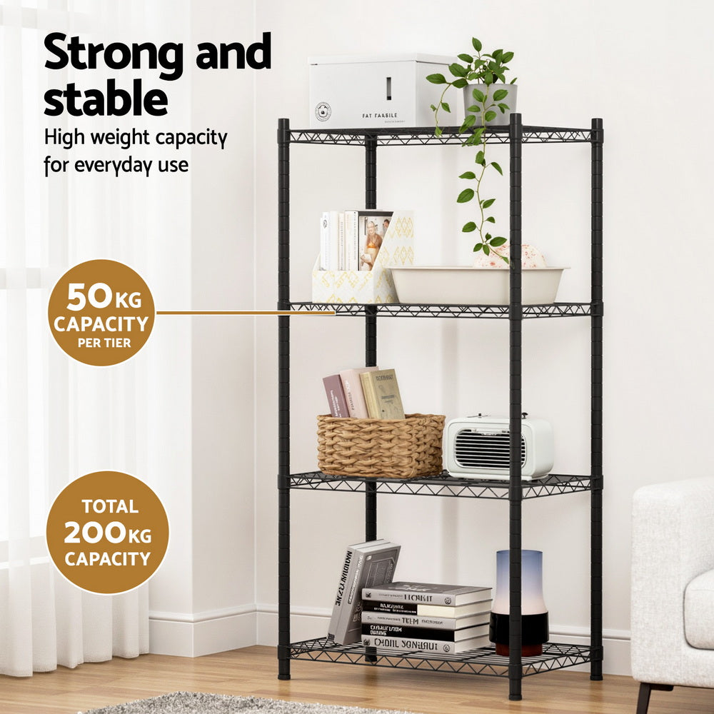 Artiss 4-Tier Shelving Unit Adjustable Garage Storage Shelves Kitchen Rack Steel 4