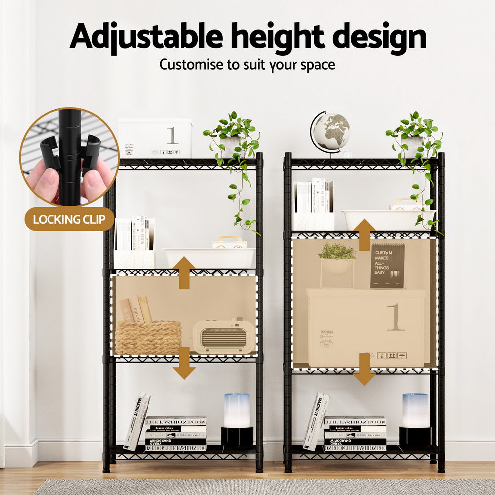 Artiss 4-Tier Shelving Unit Adjustable Garage Storage Shelves Kitchen Rack Steel 5