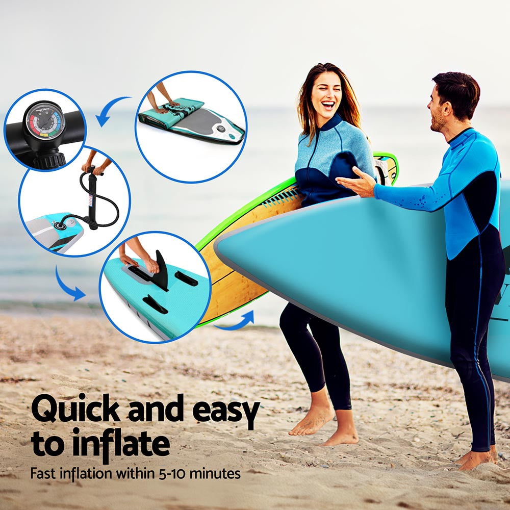 Weisshorn Stand Up Paddle Board 10.5ft Inflatable SUP Surfboard Paddleboard Kayak Surf Green 5