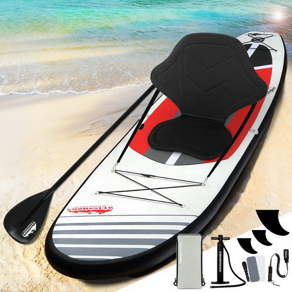 Weisshorn Stand Up Paddle Board 11ft Inflatable SUP Surfboard Paddleboard Kayak Surf Black 8