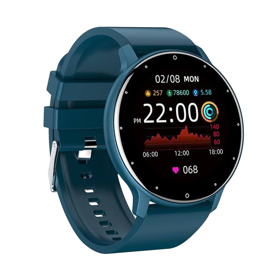 Smart Heart Rate Blood Pressure Oxygen Monitoring Sports Pedometer Wireless Bluetooth Watch - Blue