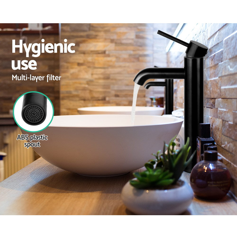 Cefito Bathroom Basin Mixer Tap Round Tall Faucet Vanity Laundry Black 6