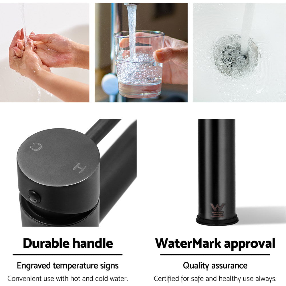 Cefito Bathroom Basin Mixer Tap Round Tall Faucet Vanity Laundry Black 7