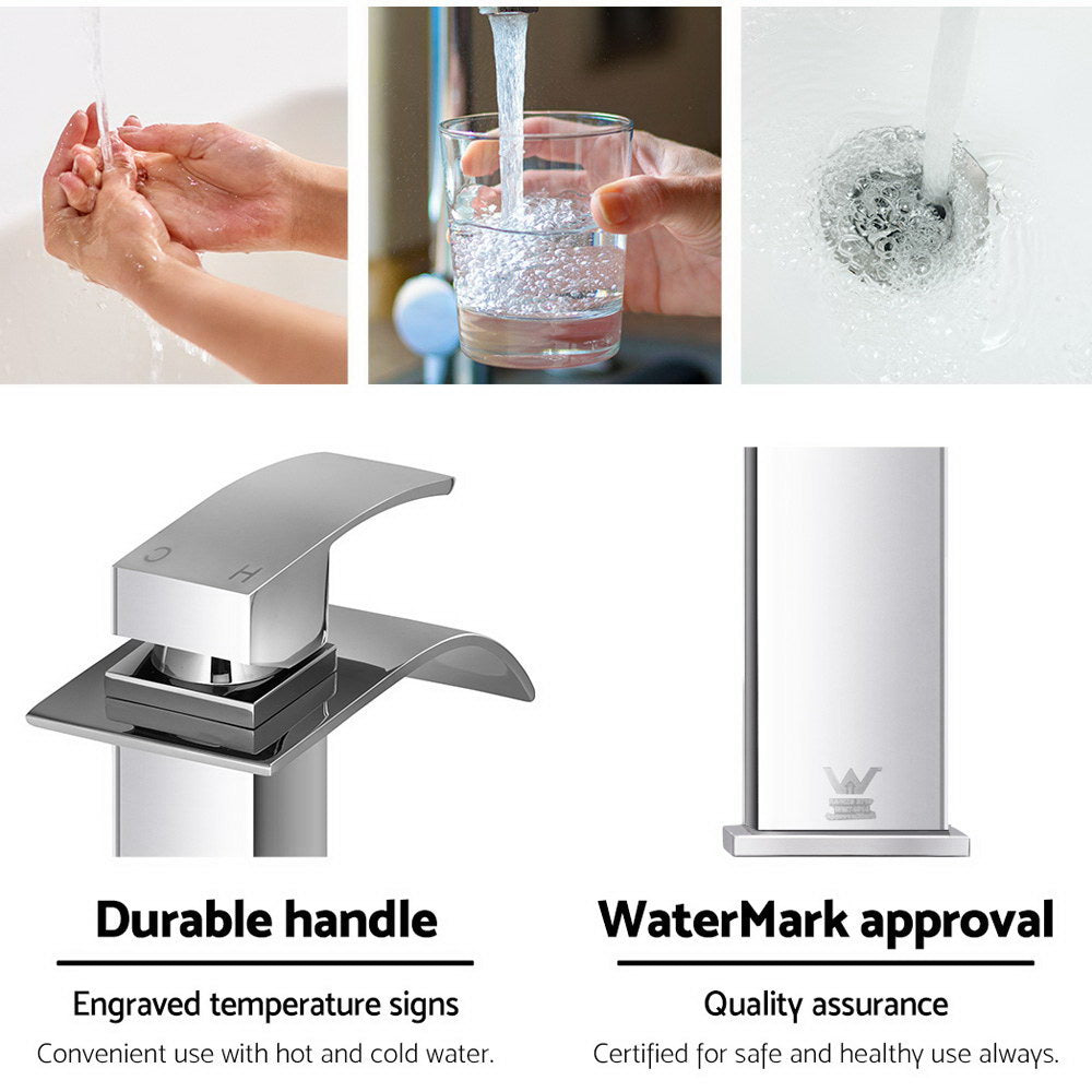 Cefito Bathroom Basin Mixer Tap Thin Tall Faucet Vanity Laundry Silver 6