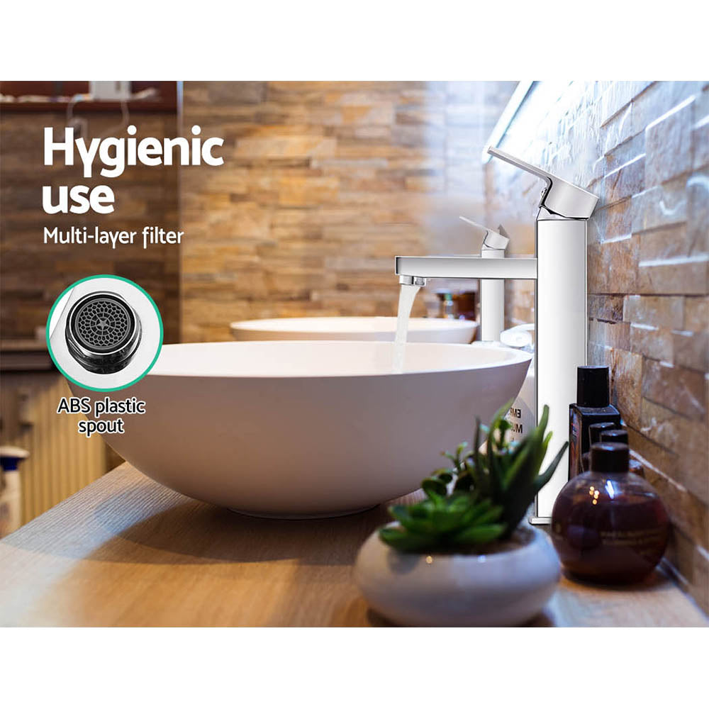 Cefito Bathroom Basin Mixer Tap Square Tall Faucet Vanity Laundry Chrome 6