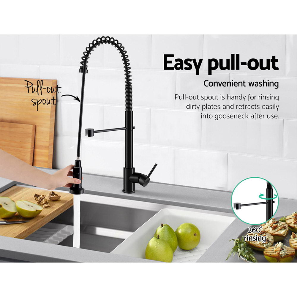 Cefito Kitchen Mixer Tap Pull Down 2 Modes Sink Faucet Basin Laundry Black 5
