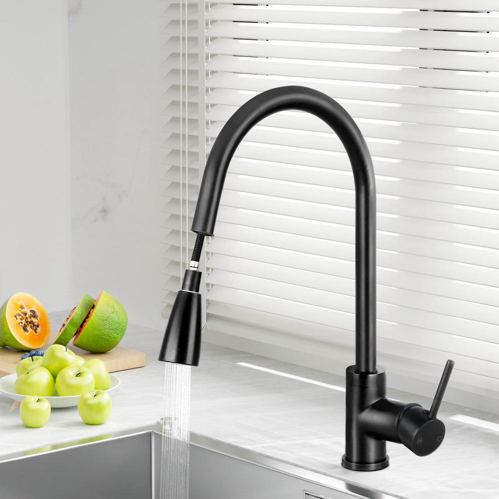 Cefito Kitchen Mixer Tap Pull Out 2 Mode Sink Faucet Basin Laundry Black 8