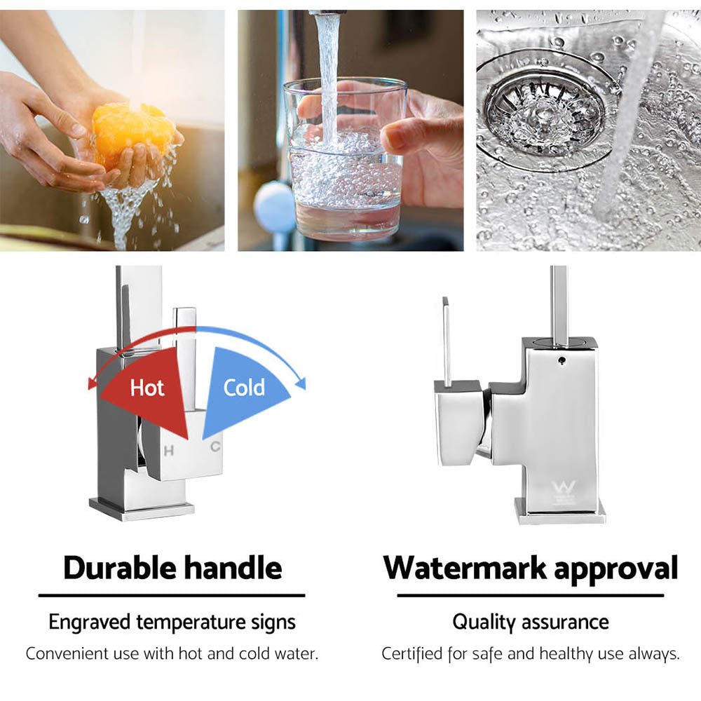 Cefito Kitchen Mixer Tap Mixer Square Sink Faucet Basin Laundry Chrome 6