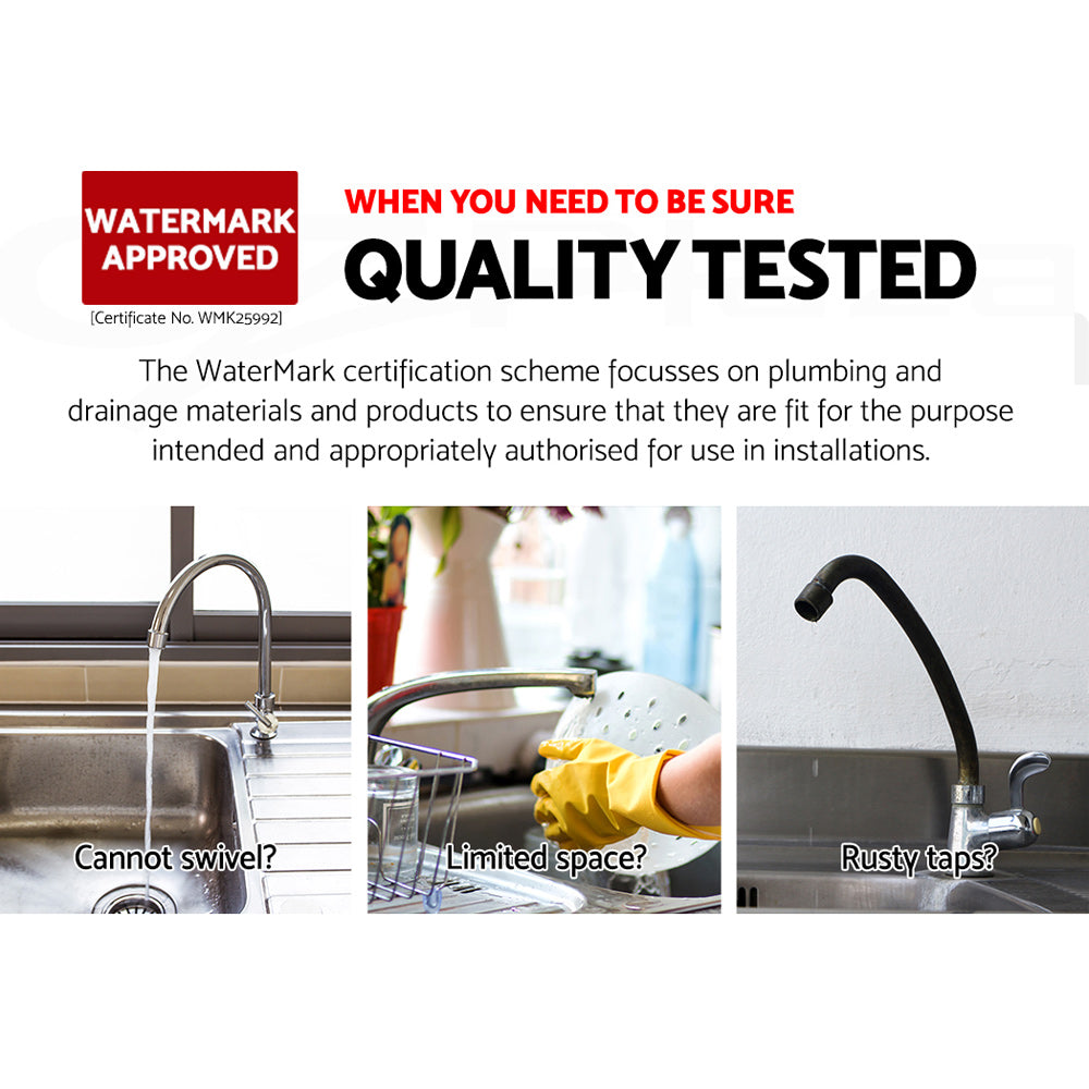 Cefito Kitchen Mixer Tap Mixer Round Sink Faucet Basin Laundry Chrome 4