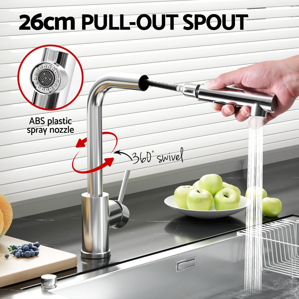 Cefito Kitchen Mixer Tap Pull Out Rectangle 2 Mode Sink Basin Faucet Swivel WELS Chrome 4