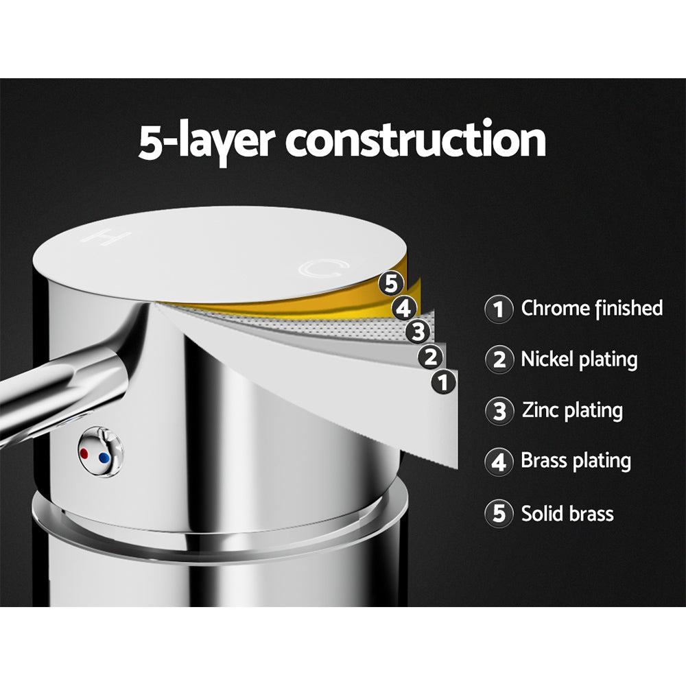 Cefito Basin Mixer Wall Tap Round Brass Faucet Shower Bathtub Chrome 6