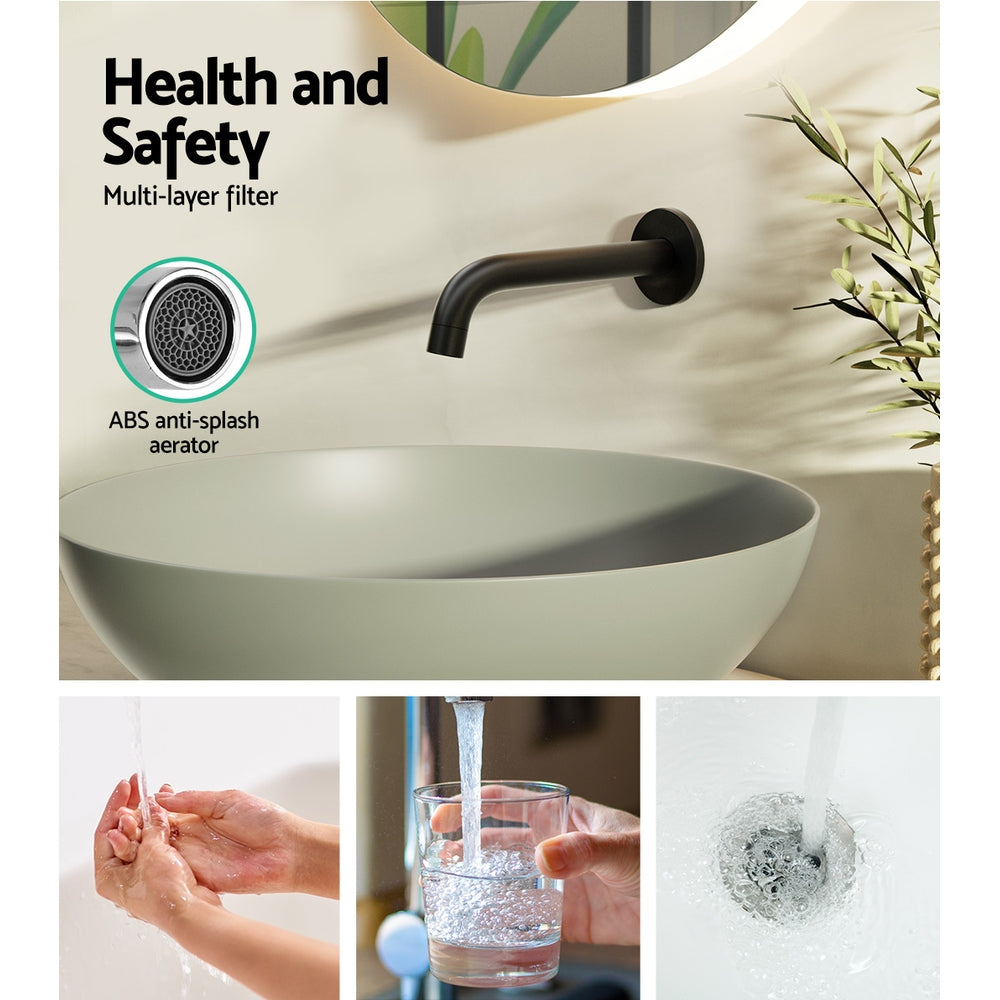 Cefito Bathroom Mixer Spout Wall Bath Tap Round Shower Bathtub Black 6