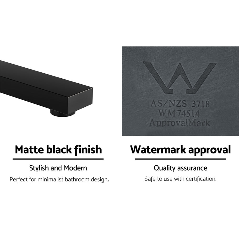 Cefito Bathroom Mixer Spout Wall Bath Tap Square Swivel Bathtub Black 6