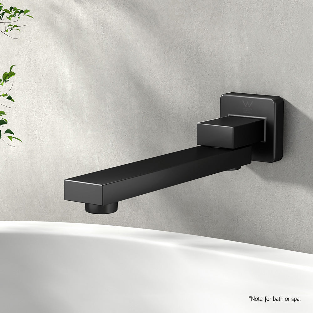 Cefito Bathroom Mixer Spout Wall Bath Tap Square Swivel Bathtub Black 7