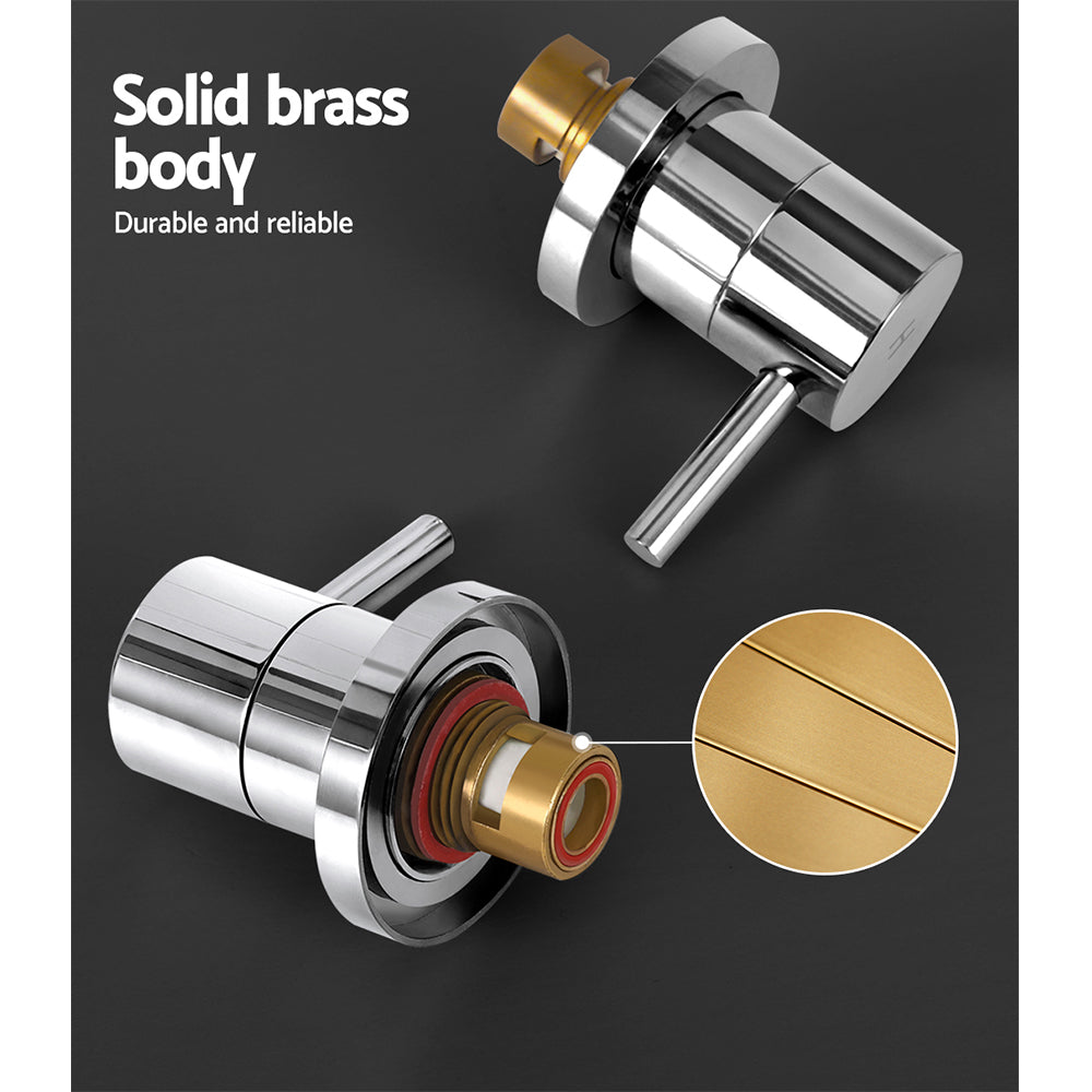 Cefito Basin Twin Tap Wall Round Brass Faucet Shower Bathtub Chrome 6