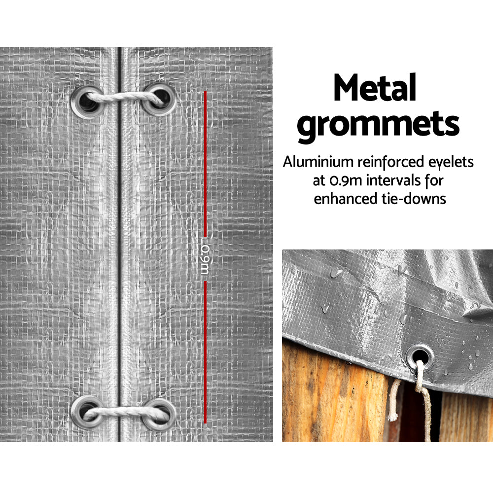 Instahut Tarp Tarpaulin 3.6x4.8m Canvas Camping Heavy Duty Sun Cover 6