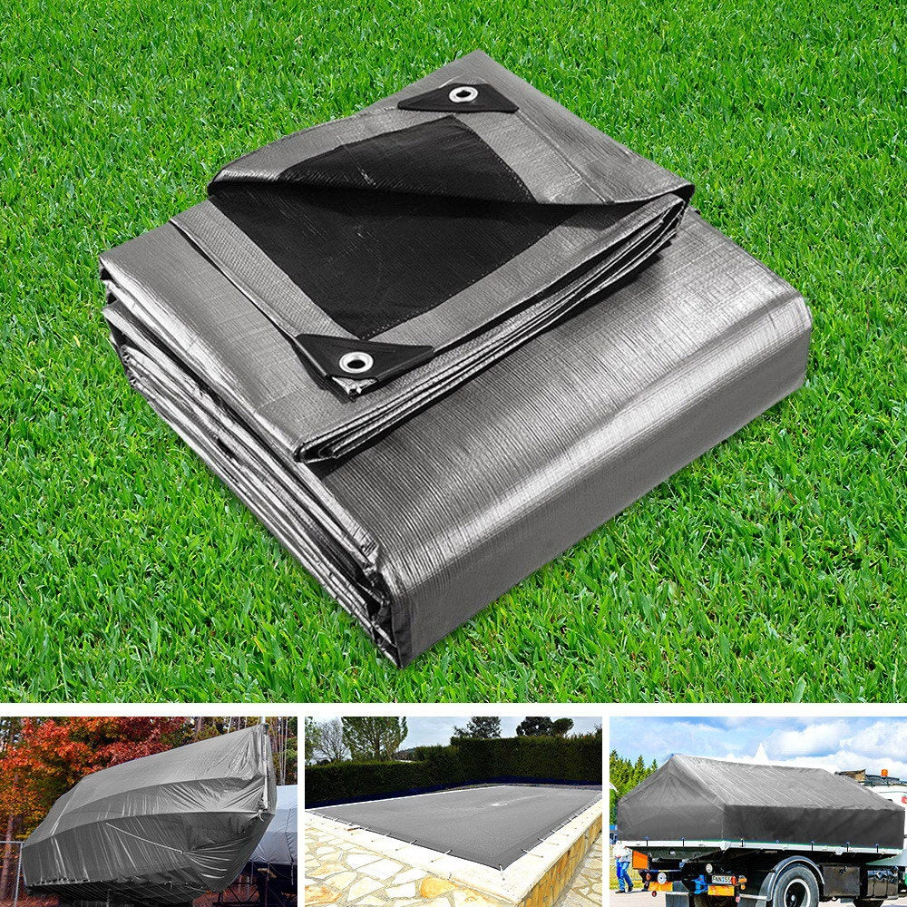 Instahut Tarp Tarpaulin 6x7.3m Canvas Camping Heavy Duty Sun Cover 7