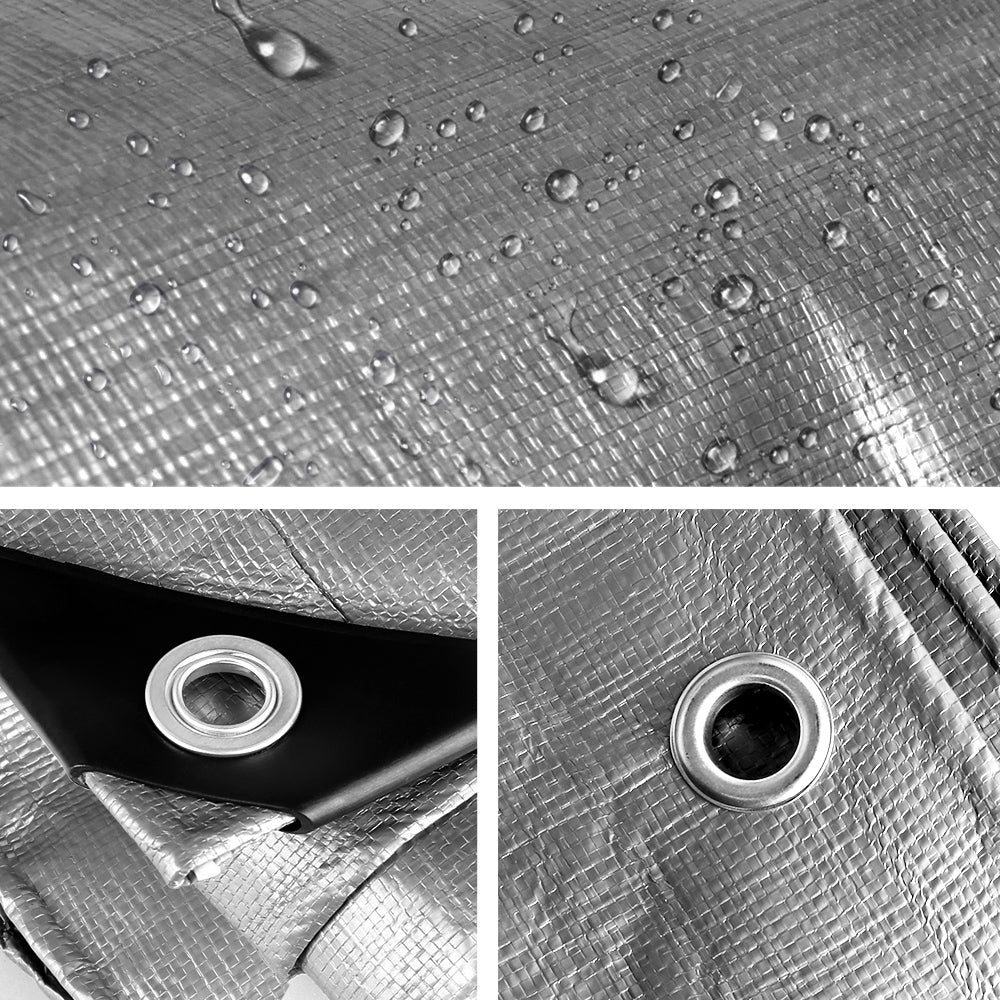 Instahut Tarp Tarpaulin 7.3x9m Canvas Camping Heavy Duty Sun Cover 3