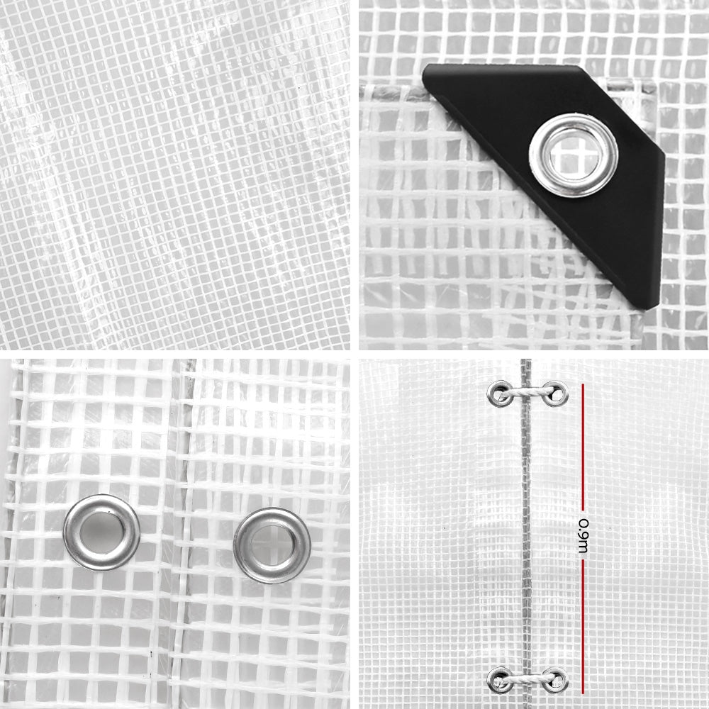 Instahut Tarp Tarpaulin 5x6m Canvas Heavy Duty Camping Cover Clear 3