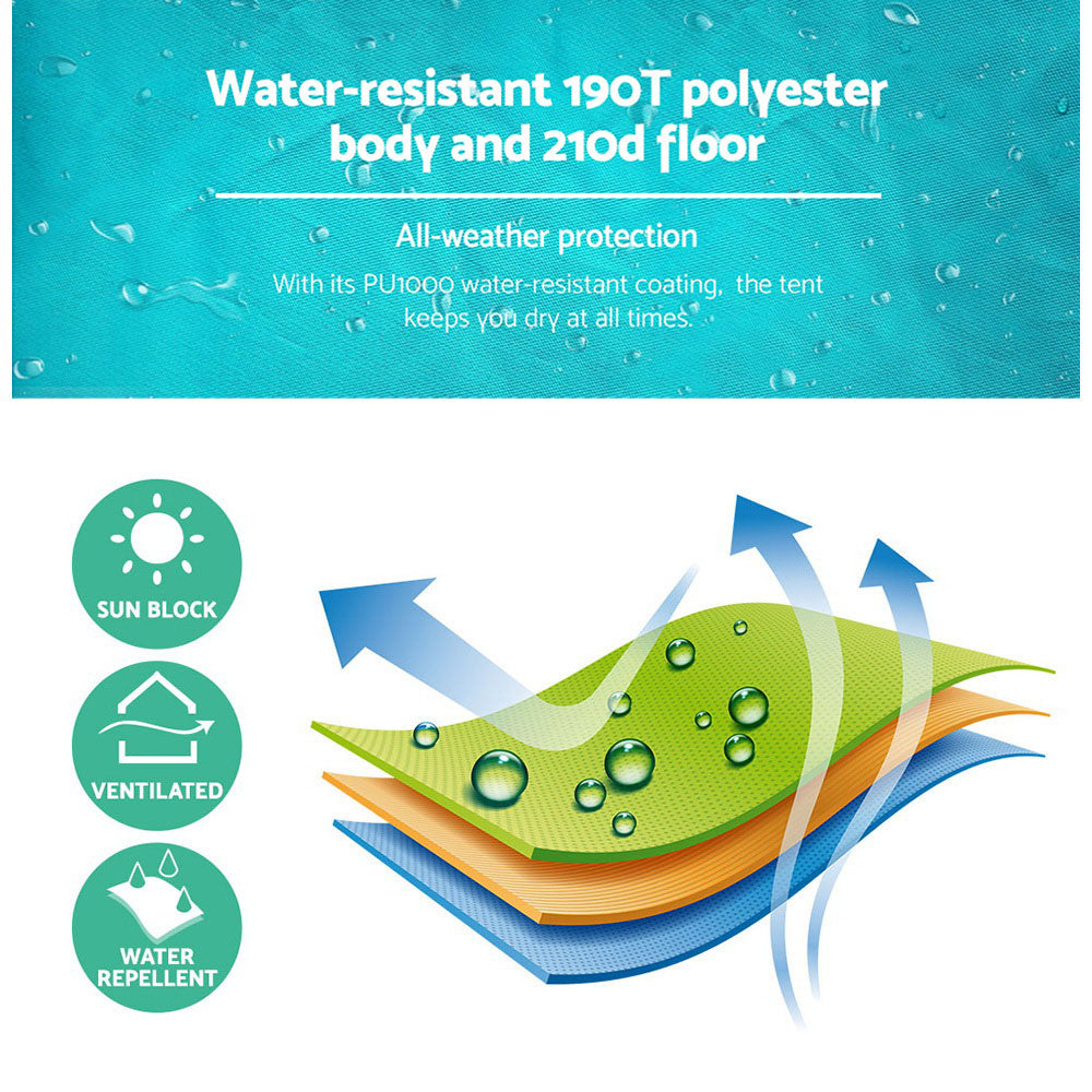 Weisshorn Pop Up Beach Tent Camping Hiking 3 Person Sun Shade Fishing Shelter 5