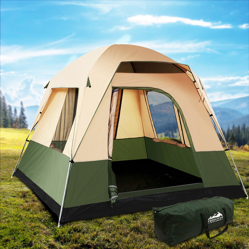 Weisshorn Family Camping Tent 4 Person Hiking Beach Tents Green 7
