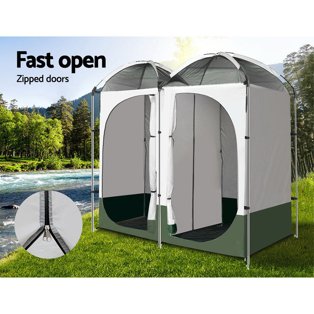 Weisshorn Double Camping Shower Toilet Tent Outdoor Portable Change Room 5